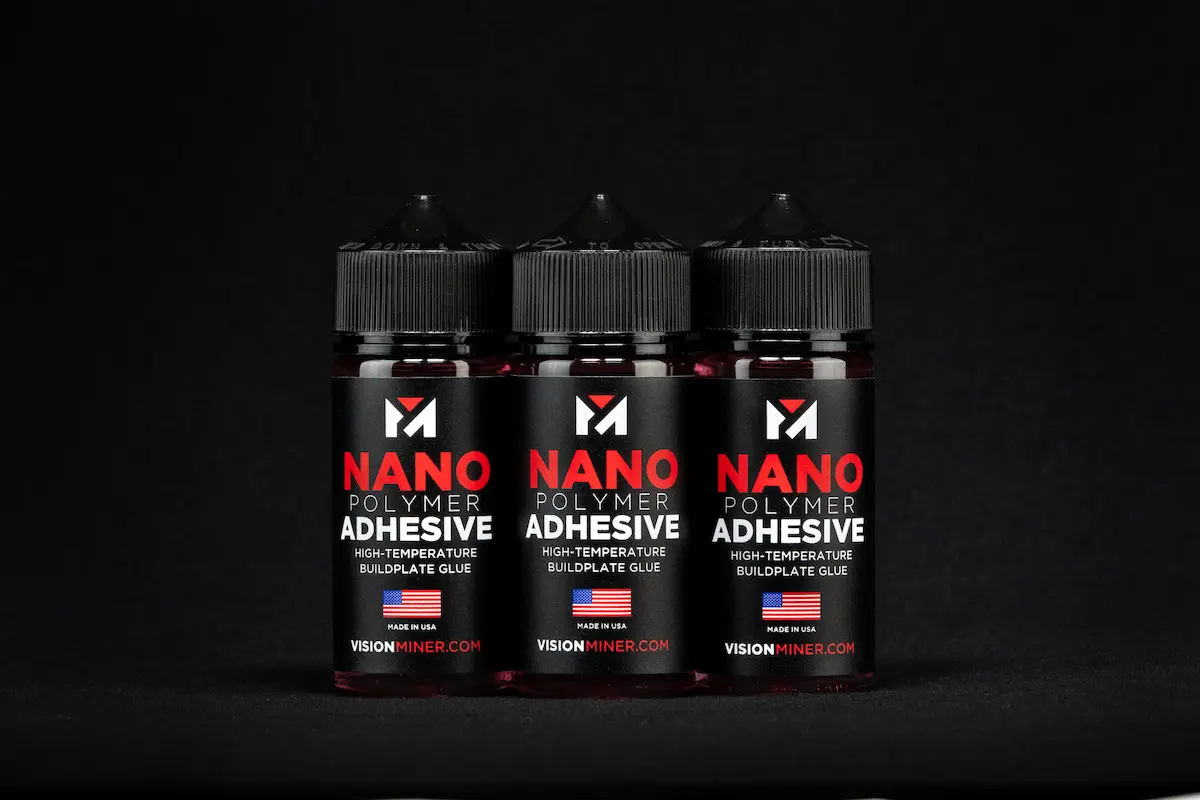 Flaconi di VisionMiner Nano Polymer Adhesive per l'adesione al piano di stampa di PEEK, PEKK e Ultem
